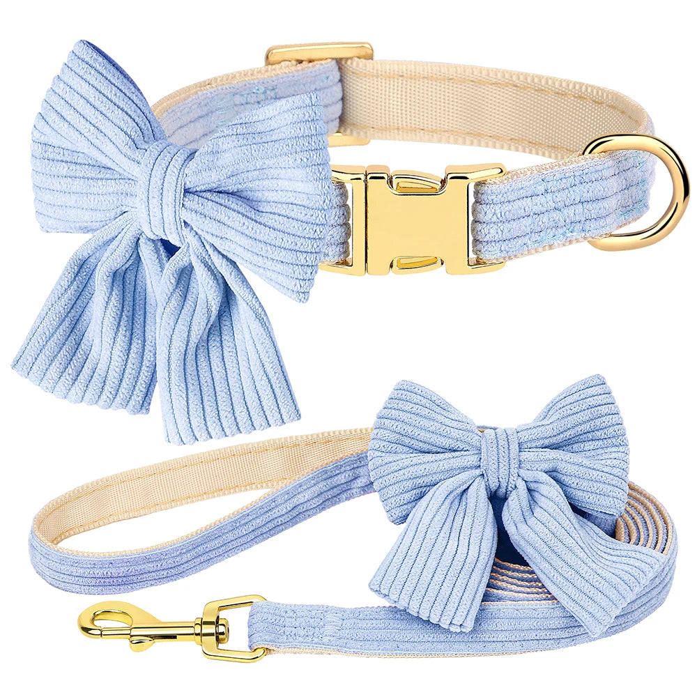 VelvyBow – Collier et Laisse en Velours avec Noeud Papillon